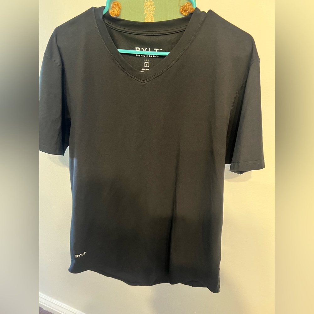 Bylt men’s Vneck drop cut large black lux  tshirt
